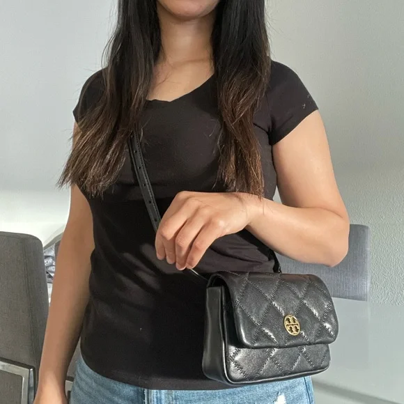 New, authentic tory burch willa crossbody  belt black bag - Picture 10 of 12